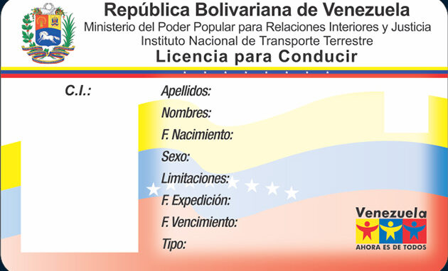 Venezuela driving licence 336x448 pixels