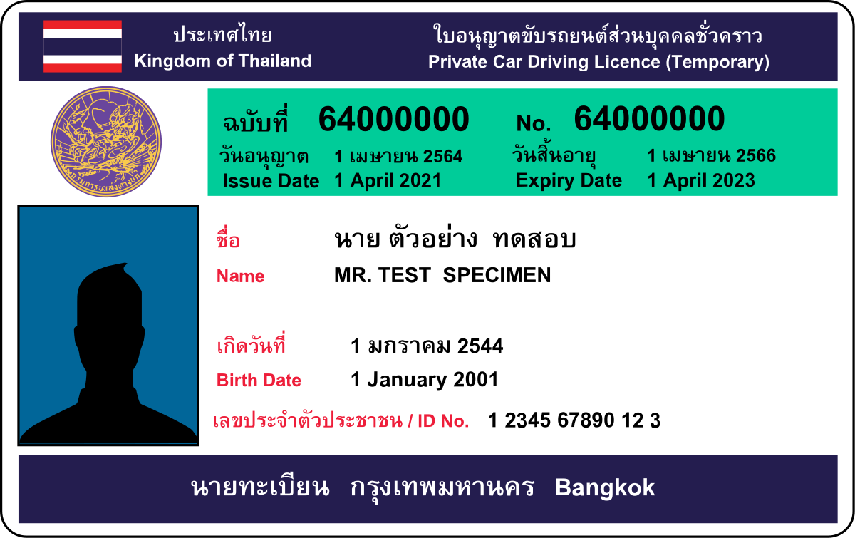 Thailand driving license 2x2 inch