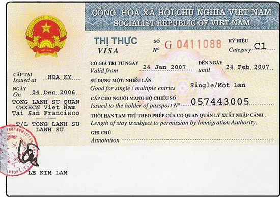 Vietnam visa 40x60 mm (4x6 cm)