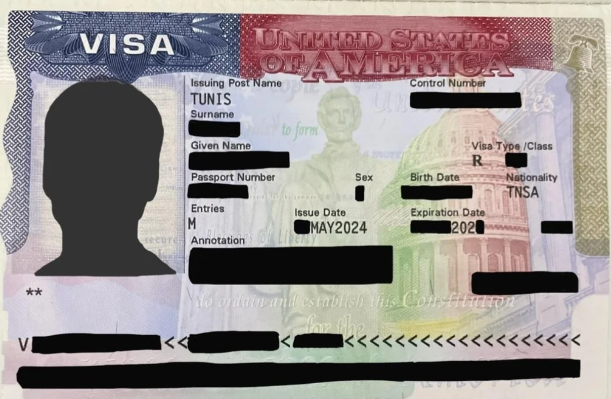 Tunisia passport 2x2 inch (from USA)