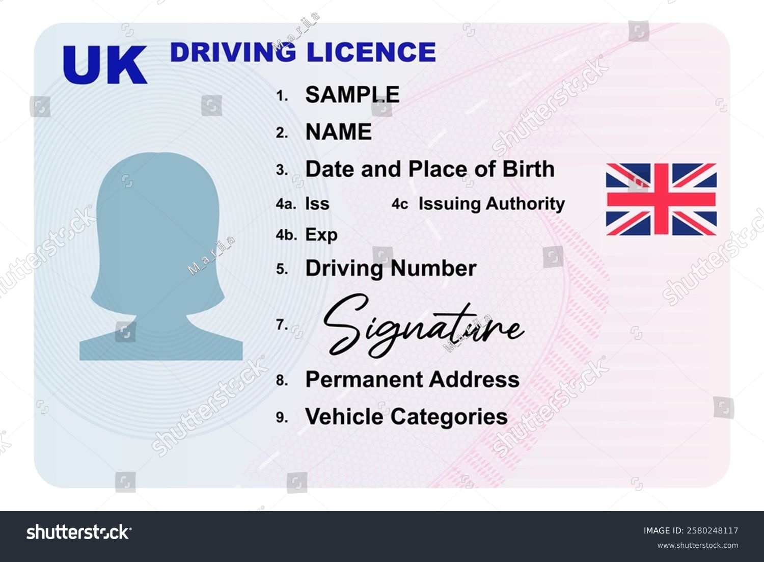 UK Driving Licence 35x45 mm (3.5x4.5 cm)