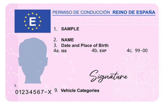 Spain driving license 32x26 mm