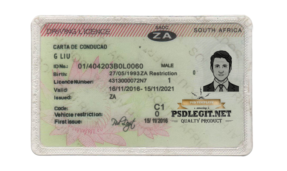 South Africa driving licence 35x45 mm