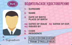 Russia driving license 21x30 mm