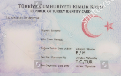 Turkey ID card 5x6 cm