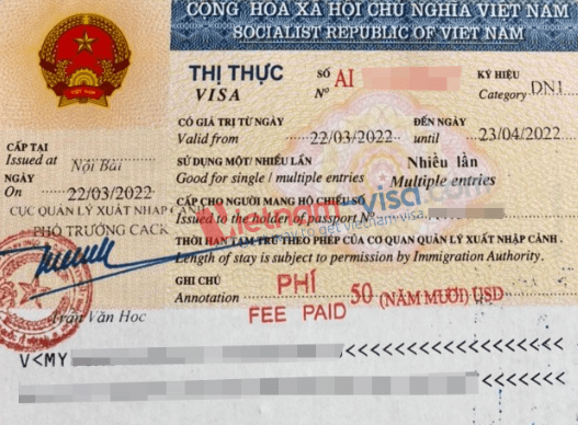 Vietnam visa 2x2 inch (5.08x5.08 cm)