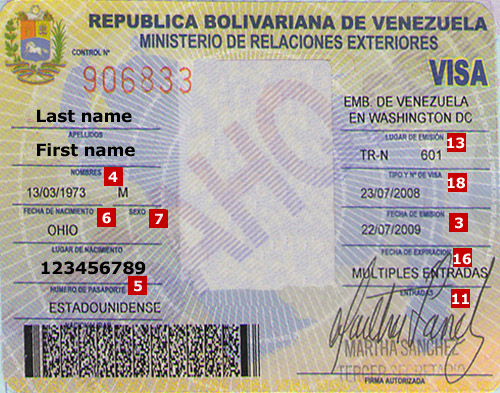 Venezuela visa 3x4 cm