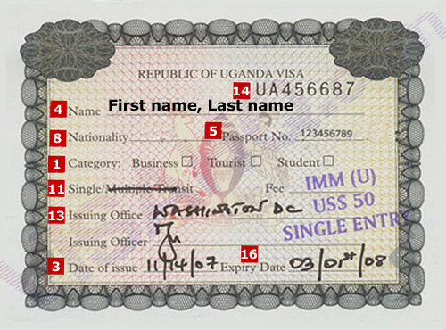 Uganda visa 2x2 inch (51x51mm, 5x5 cm)